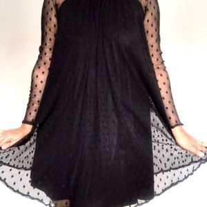 Flowy, lined sheer polka-dot dress